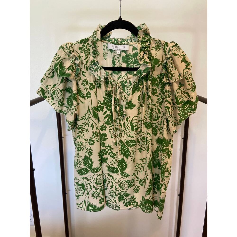 Hunter Bell Millie Top in Green Garden size XS